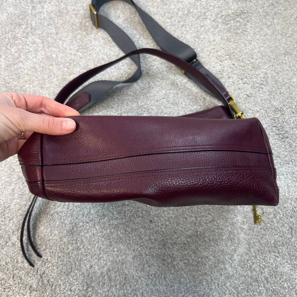 Fossil Amelia Burgundy Leather Convertible Hobo Shoulder Purse Bag - Picture 10 of 14